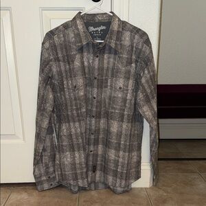 Wrangler Retro Gray Plaid Pearl Snap